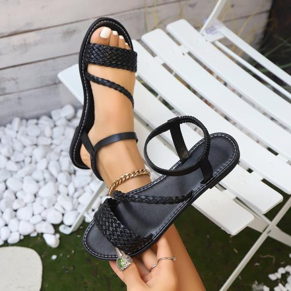 Fashion Fashion Womens Shoes 2025 Large Size Beige Heeled Sandals Breathable Luxury Big Black Gladiator Girls Velvet Flat Beach Outside
