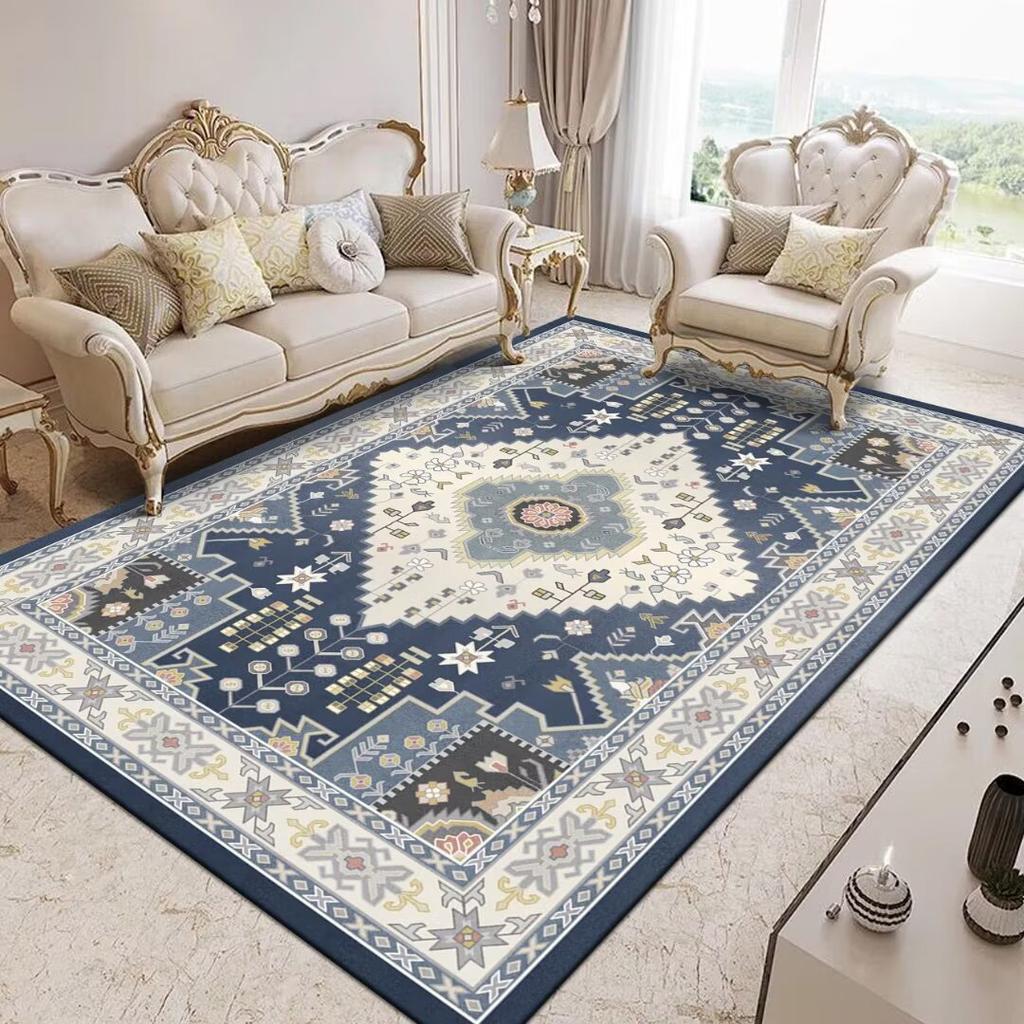 European Style Pastoral Carpet for Living Room Large Area Luxury Rug Non Slip Bedroom Decoration Rug Washable Coffee Table Mat