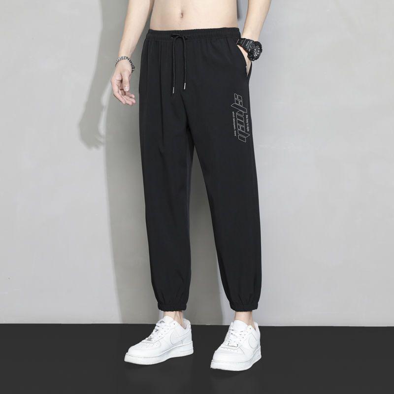 

Мужские быстросохнущие брюки Ice Silk с манжетами до щиколотки - летняя повседневная спортивная одежда L (100-120 Jin)