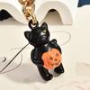 Black Cat With Pumpkin Keyring Alloy Cute Animal Decor For Bags And Keys