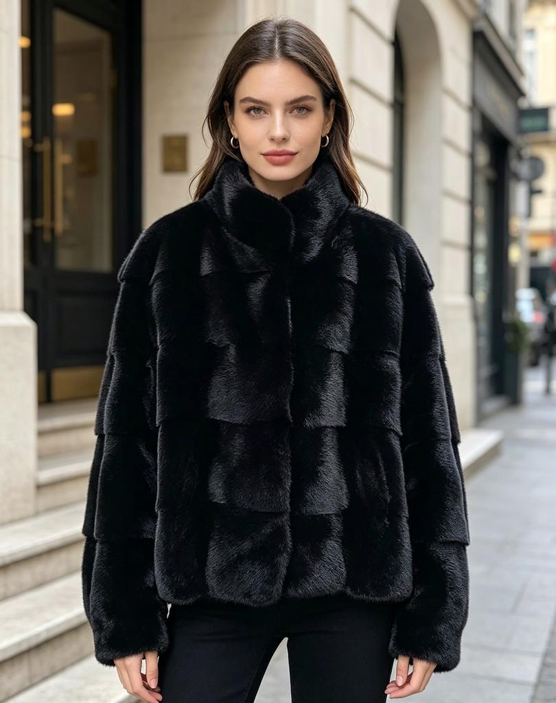 Winter new chinchilla imitation mink coat women's stand-up collar jacket young imitation mink fur