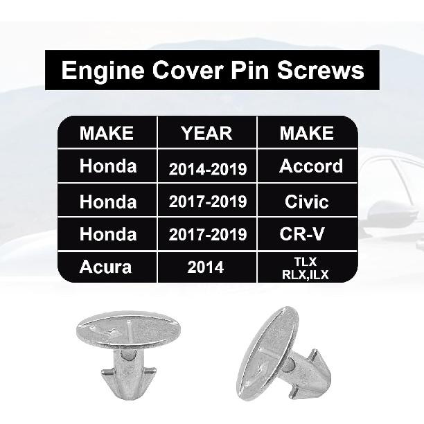 Lower Engine Cover Bolt Pin Screws, Radiator Engine Access Cover Pin and Lower Cover Bolt Lower Engine Cover Pin Screw Compatible with Honda Civic