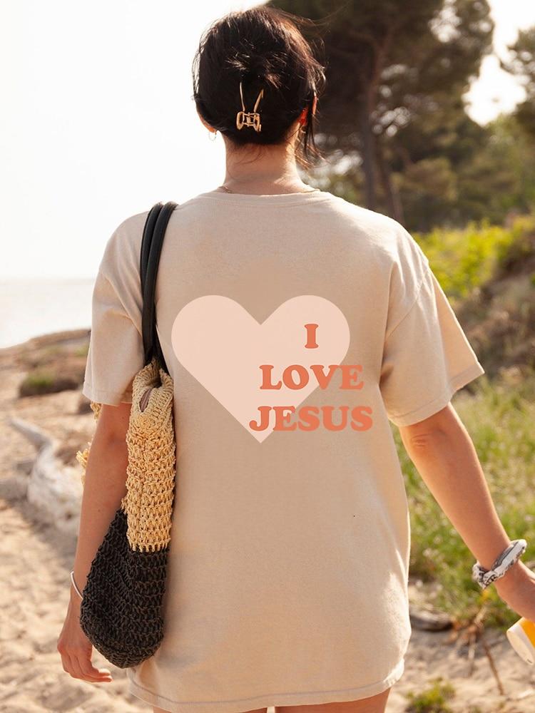 Женская хлопковая одежда с принтом «Я люблю Иисуса»