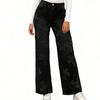 Damen Jeans mit hoher Taille und gewaschener Optik, modische, vielseitige Hose mit geradem Bein