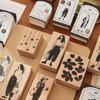 Journal GO Creative Fashion Girl Wood Stamp Vintage Plants Collage Rubber Stamps DIY Scrapbooking Standard Wooden Plants Stamp