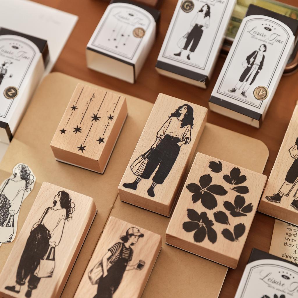 Journal GO Creative Fashion Girl Wood Stamp Vintage Plants Collage Rubber Stamps DIY Scrapbooking Standard Wooden Plants Stamp