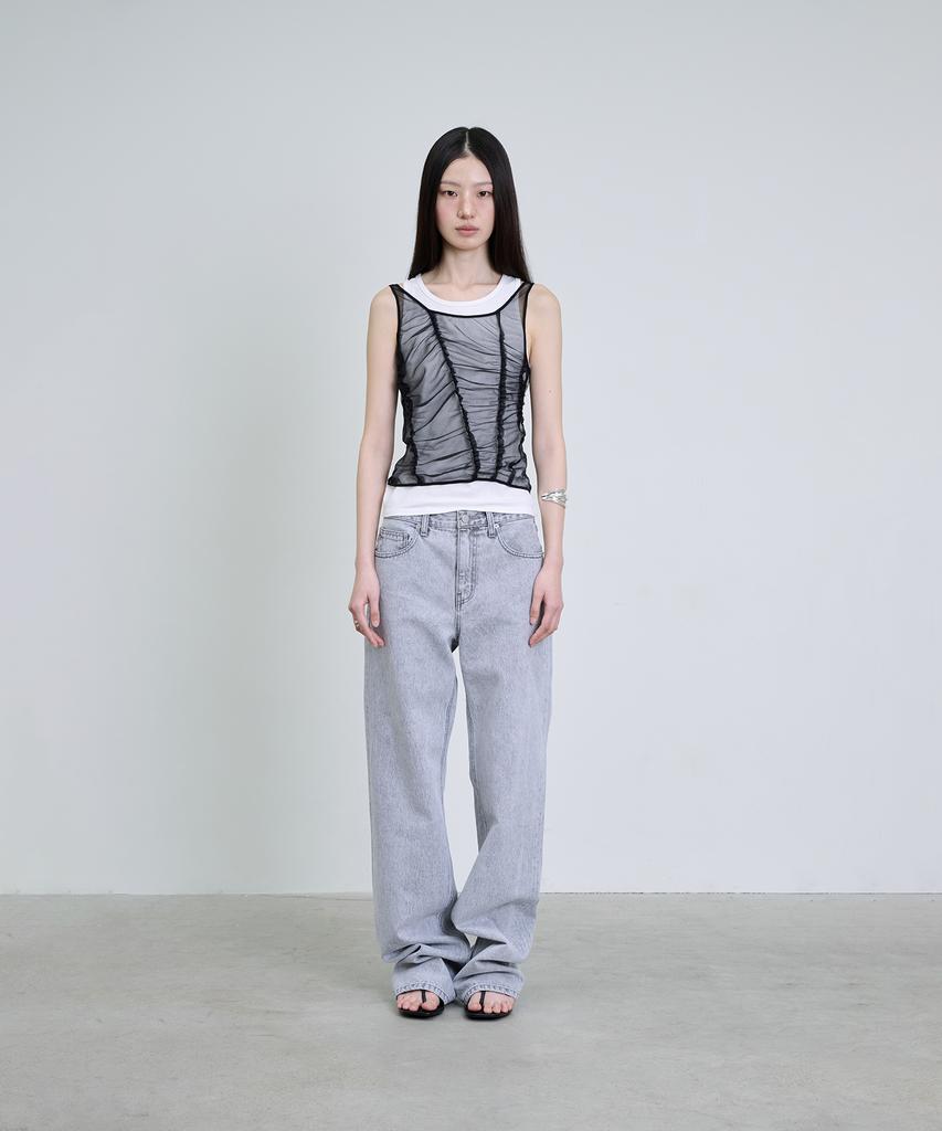 Deoaeteus Layered Sheer Sleeveless Set_Black