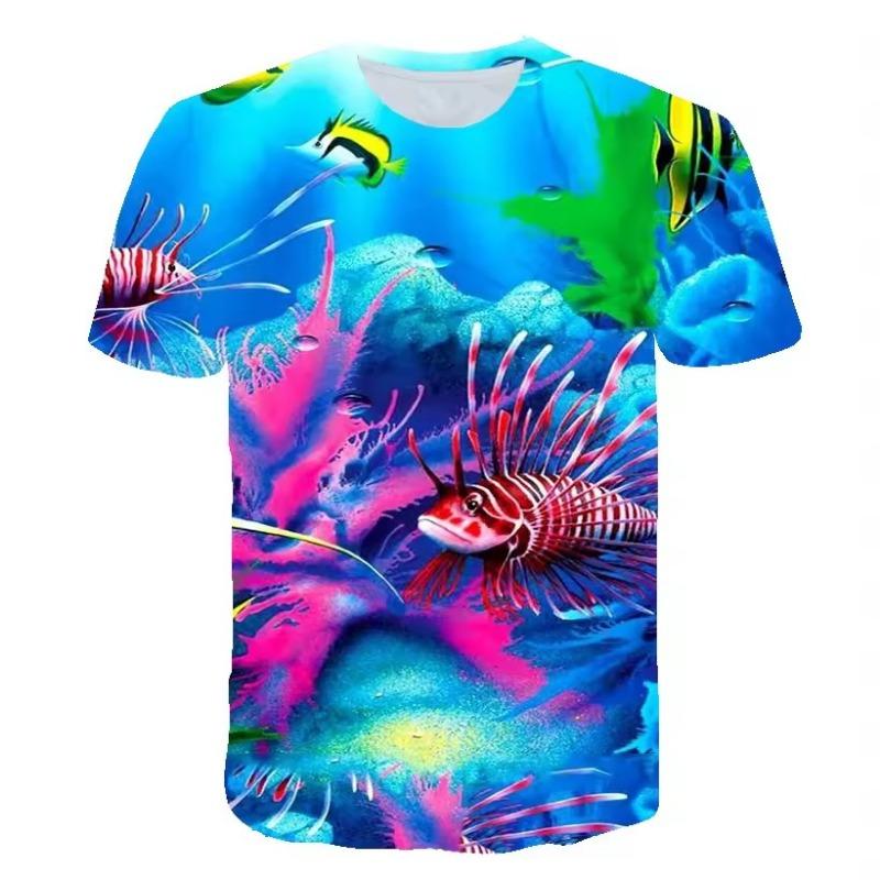 Summer Dolphin Fish 3D Print T-Shirts Men Women Short Sleeve Vacation T Shirt Oversized Harajuku Tees Top Clothing