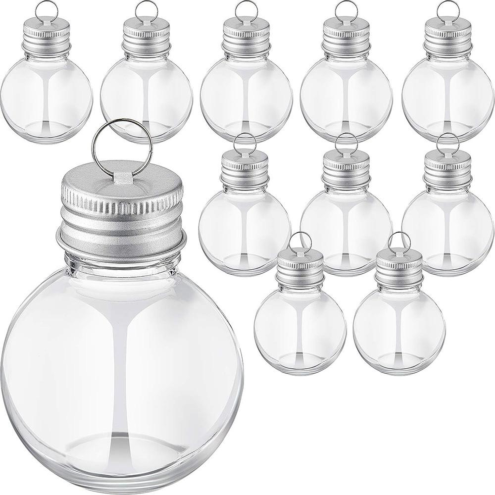 6/10Pcs Christmas Tree Ornament Fillable Booze Water Bottle Bulbs Shape Plastic Clear Christmas Ball Pendant Home Party Decor