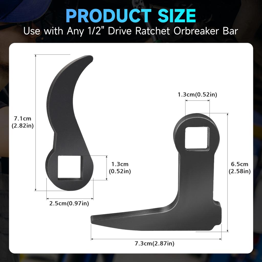 Car Angle Type Half Axle Disassembly Tool 1/2 Inch Drive L Shape Pry Bar Adapter Head For Auto Repair 2Pcs Black Crowbar Wrench