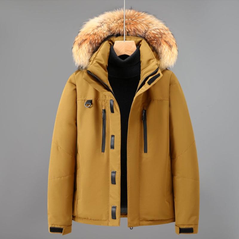 Detachable Hooded Fur Collar Cold Resistant Men's Winter Cotton Jacket Thickened Warm Lightweight Casual Loose Comfortable Cotton Clothes