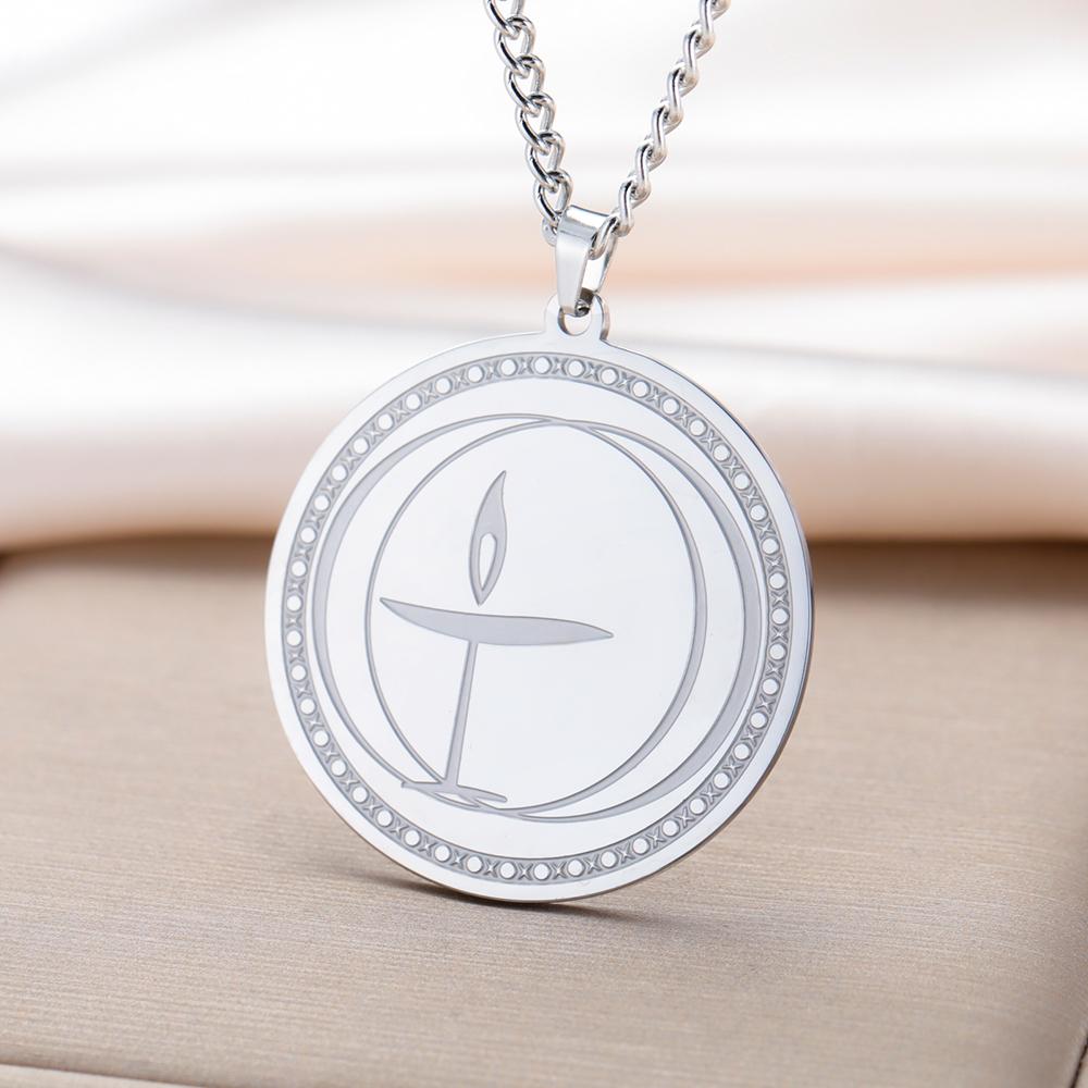 Dawapara Unitarian Universalist Chalice Necklace for Men Women Flame Symbol Talisman Pendant Stainless Steel Jewelry