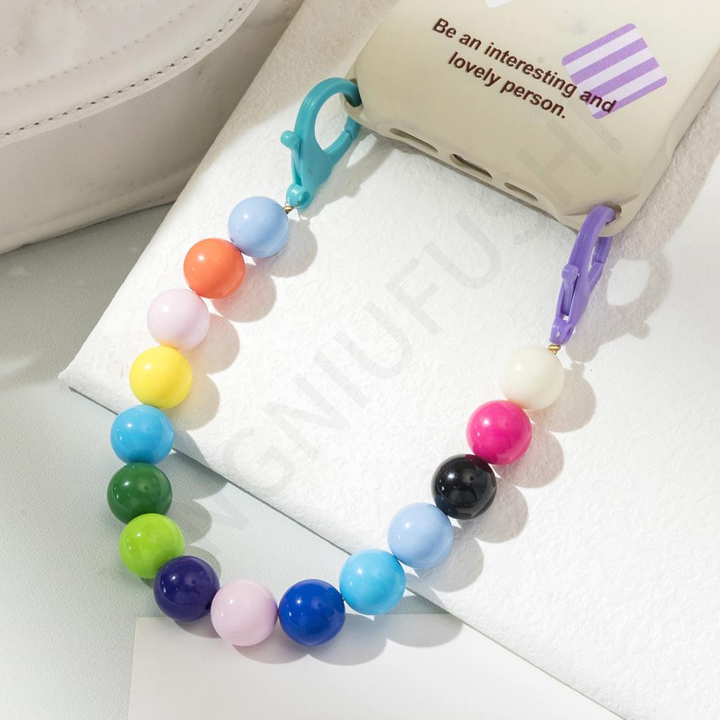 Acrylic candy color mobile phone chain DIY mobile phone case jewelry accessories handmade beaded anti-lost chain