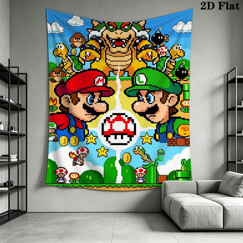 Run Mario Block Wall Hanging Printed Fabric Blanket Decorative Tapestries for Bedroom Living Room Home Decor