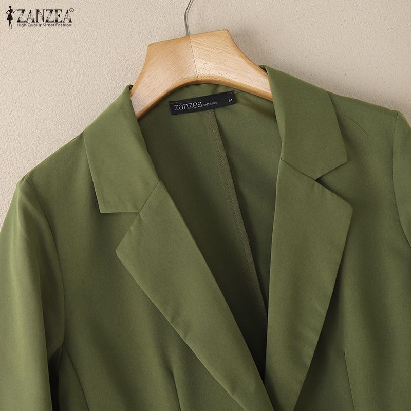 ZANZEA Women Turn Down Collar Long Sleeve Casual Thin Cardigan Blazer