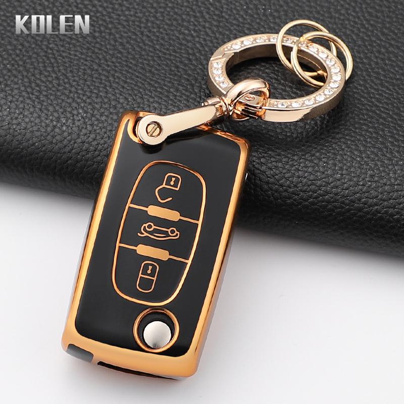 Funda Protectora de Moda para Llave Inteligente de Coche para Peugeot 107 207 307 308 407 607 3008 5008 Citroen Xsara Picasso C5 C6 C8 Llavero Protector