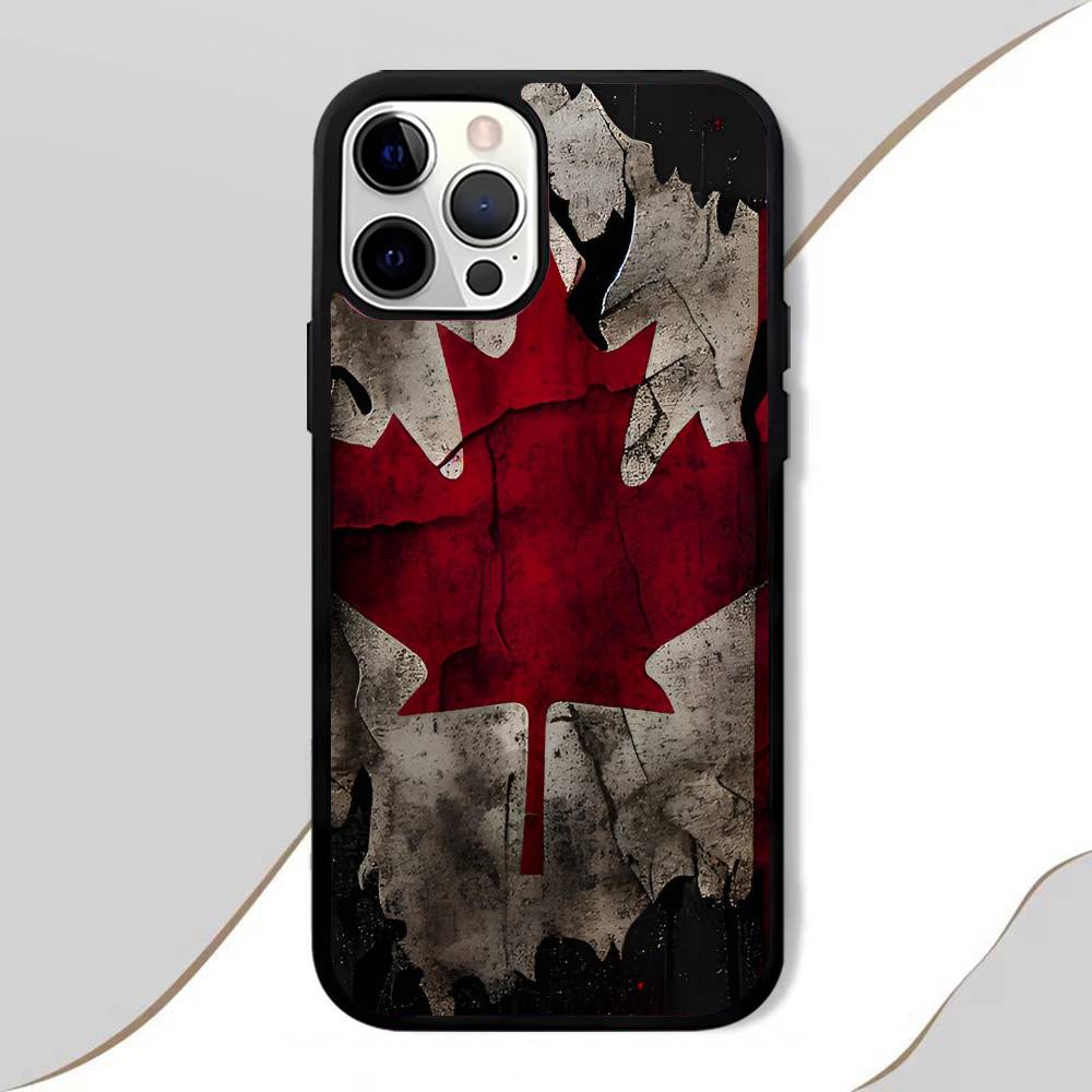 Canada Flag Phone Case Mobile Suitable For Apple 16 PRO MAX 15 14 13 12 MINI 11 Patch Black Hard Shell