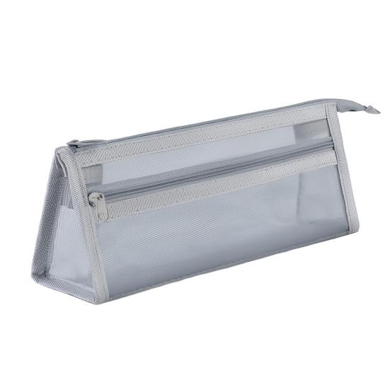Mesh Pencil Case Compact Makeup Travel Case Large Capacity Portable Stationery Bag Transparent Nylon Organizer for School Exams