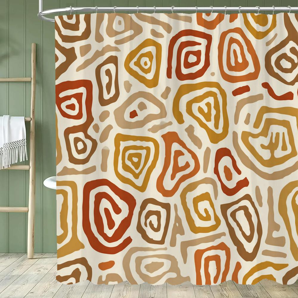 Modern Minimalist Geometrical Pattern Shower Curtain,Polyester Fabric Washable Bathroom Curtains,Home Decoration With Hooks