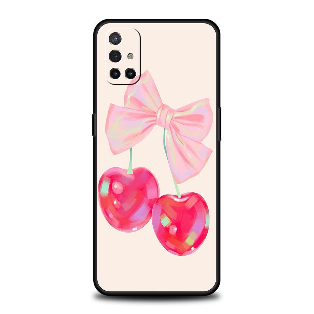 Phone Case For OnePlus 12 11 10 9 Pro 9T 12R 10R 9R 9RT 10T 8T 8 7 6T 7T Nord 2T CE 2 5G N200 N10 N100 Cover Cute Cherry Bow