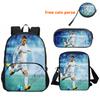 Ronaldo 3Pcs Set Backpack Sport Shoulder Bag Pencil Case Cr Backpack Football Star Book Bags For Boys Girls Best Gift