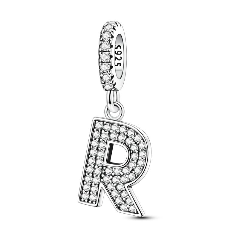 Originale DIY A-Z Alphabet Anhänger Perle Kupfer Eingelegter Zirkon Liebesbriefe Dangle Schmuck Geschenk Passend für Armreif
