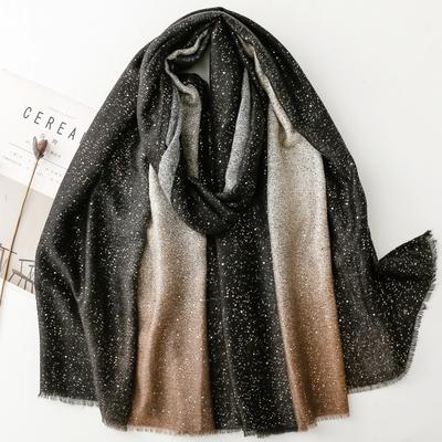 180*88cm Verloopkleur Goudfolie Wrap Sjaals voor Dames Mode Hijab Glimmer Sparkle Dames Sjaals Bling Bling Sjaals Katoengevoel Sjaal