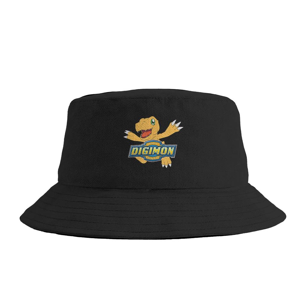 Men Women Digimon Adventure Vintage Kanji Characters Digital Monsters Bucket Hat Portable Fisherman Hats Spring Vintage Caps