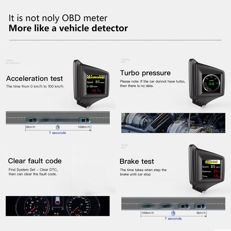 P8 HUD OBD2+GPS On-board Computer Head Up Display Car Tachometer Turbo Oil Pressure RPM Water Temp Speedometer