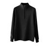 Women's Casual Fashion German Velvet Warm Solid Color Half Zip Stand Collar Long Sleeve Top