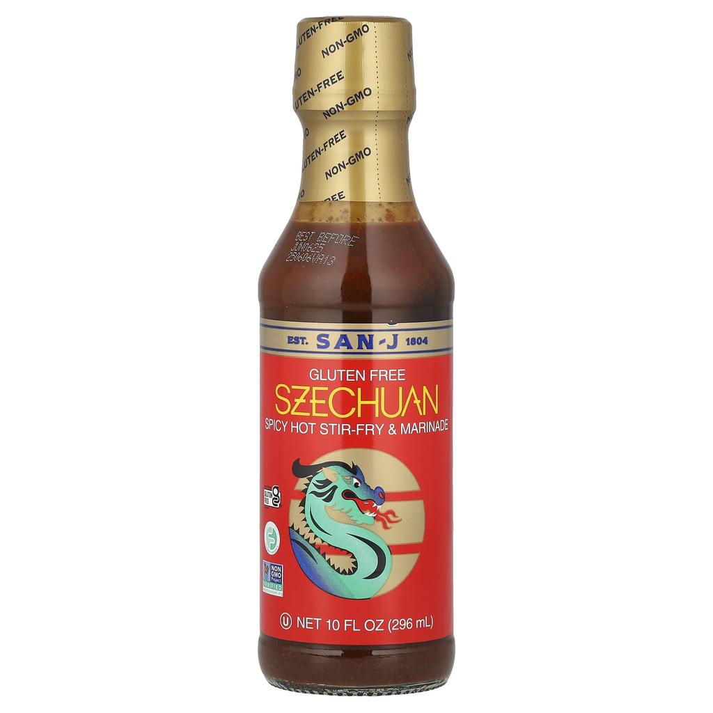 San-J Szechuan, Spicy Hot Stir-fry & Marinade, Gluten Free, 10 Fl Oz (296 Ml)