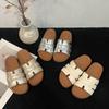 Wear Flat-bottomed One-pedal Cool Slippers for Women's Summer New Retro Beach One-word Slippers