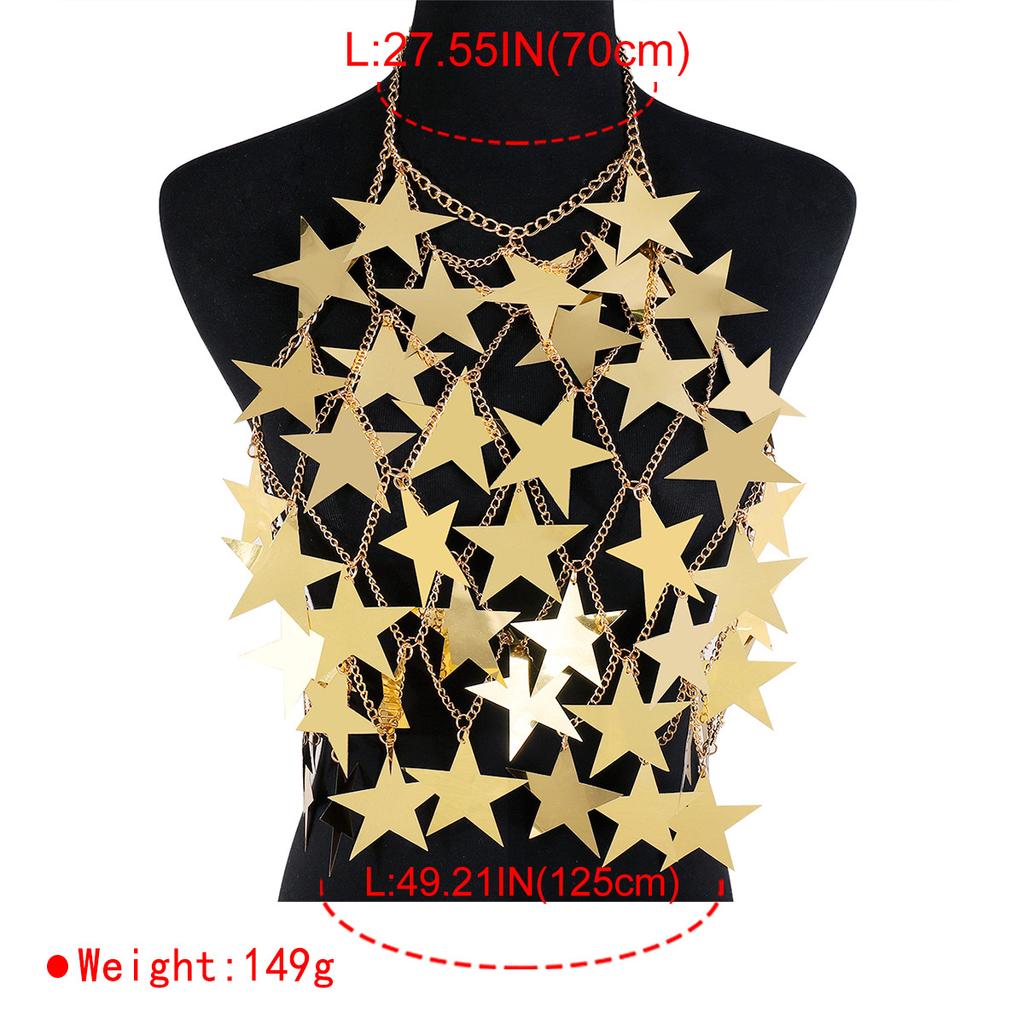 Exaggerated Star Sequins Splicing Chest Ornaments Sexy Creative Street Shot Hollow Chain Neck Body Chain