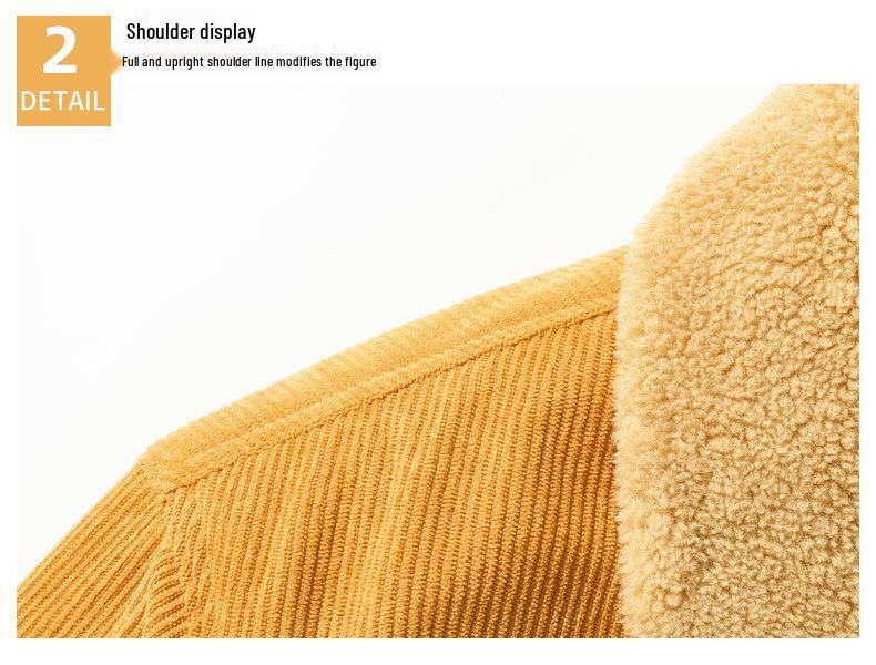 2025 Men's Corduroy Jacket with Lambswool Lining - High-Quality Autumn/Winter Coat