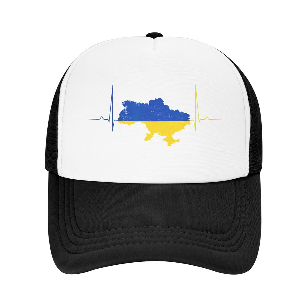 Ukraine Heart Ukrainian Heartbeat Mesh Baseball Cap Unisex Outdoor Trucker Hat Hat Adjustable Summer Trucker Hats
