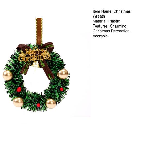 Christmas Wreath Decoration Mini Wreath with Bow And Bell Artificial Greenery Wreath for Tree Door Wall Holiday Home Decoration