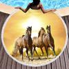 Horse Round Beach Towel,Wild Horse Beach Blanket Shawl Soft Microfiber Cowboys Western Farmhouse Rustic Theme Towel For Picnic