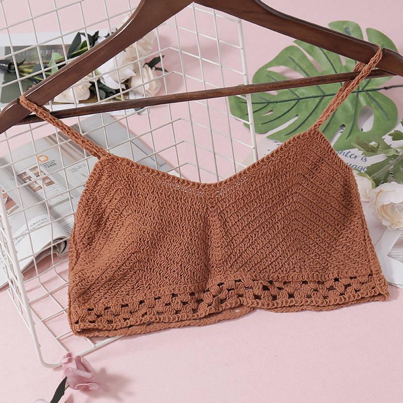 Women's Handmade Bikini Crochet Crop Tops Camisole Knitted Swimwear Tank Top