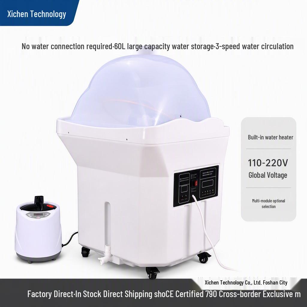 Portable Shampoo Basin with No Plumbing, Water Circulation, Constant Temperature, Top & Bottom Inlet for Salon Head Therapy