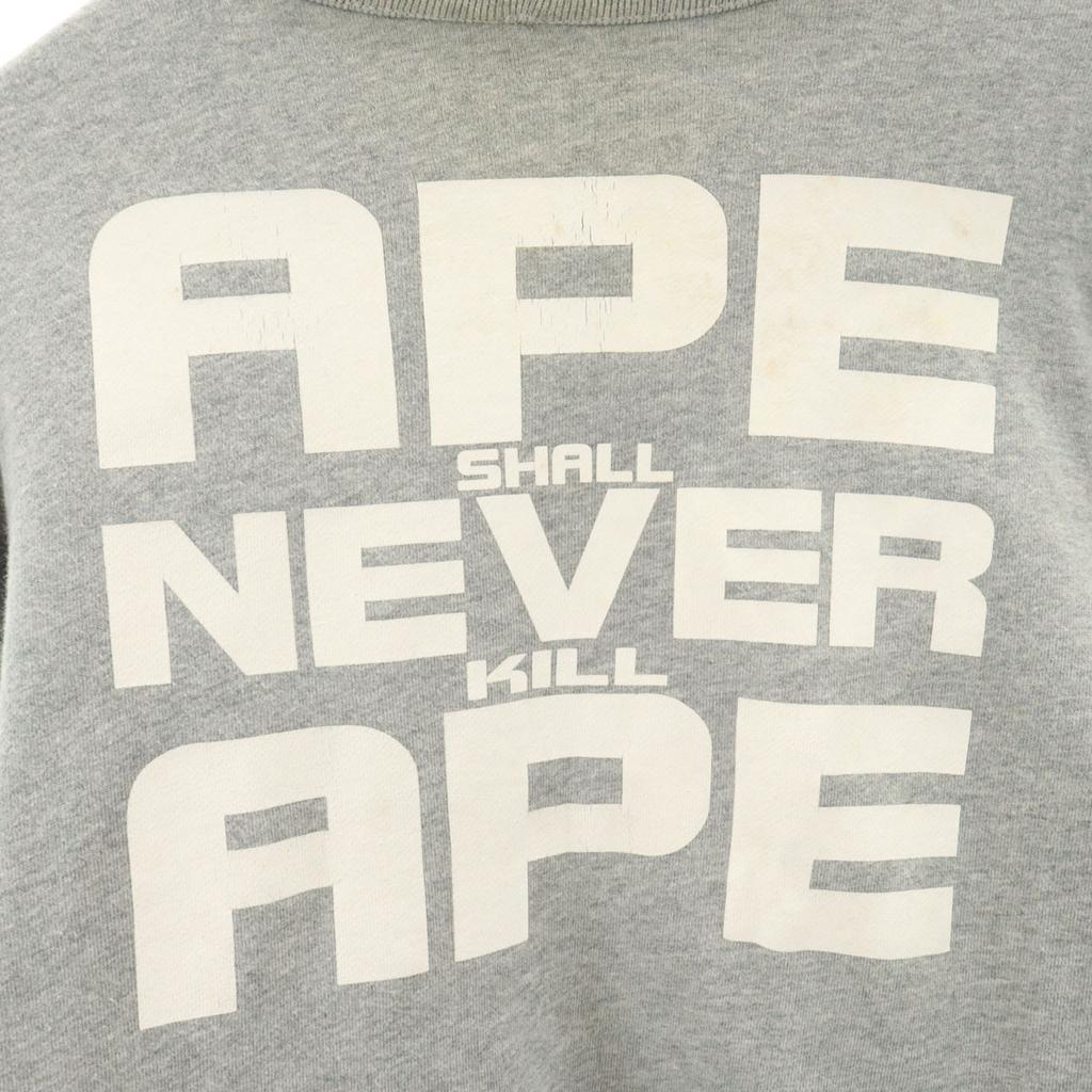 A BATHING APE Long sleeve reversible sweatshirt trainer gray Men's Used