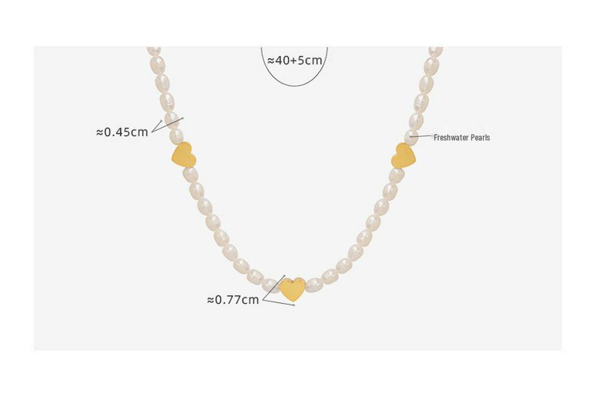Korean Sweet Peach Heart & Pearl Titanium Necklace