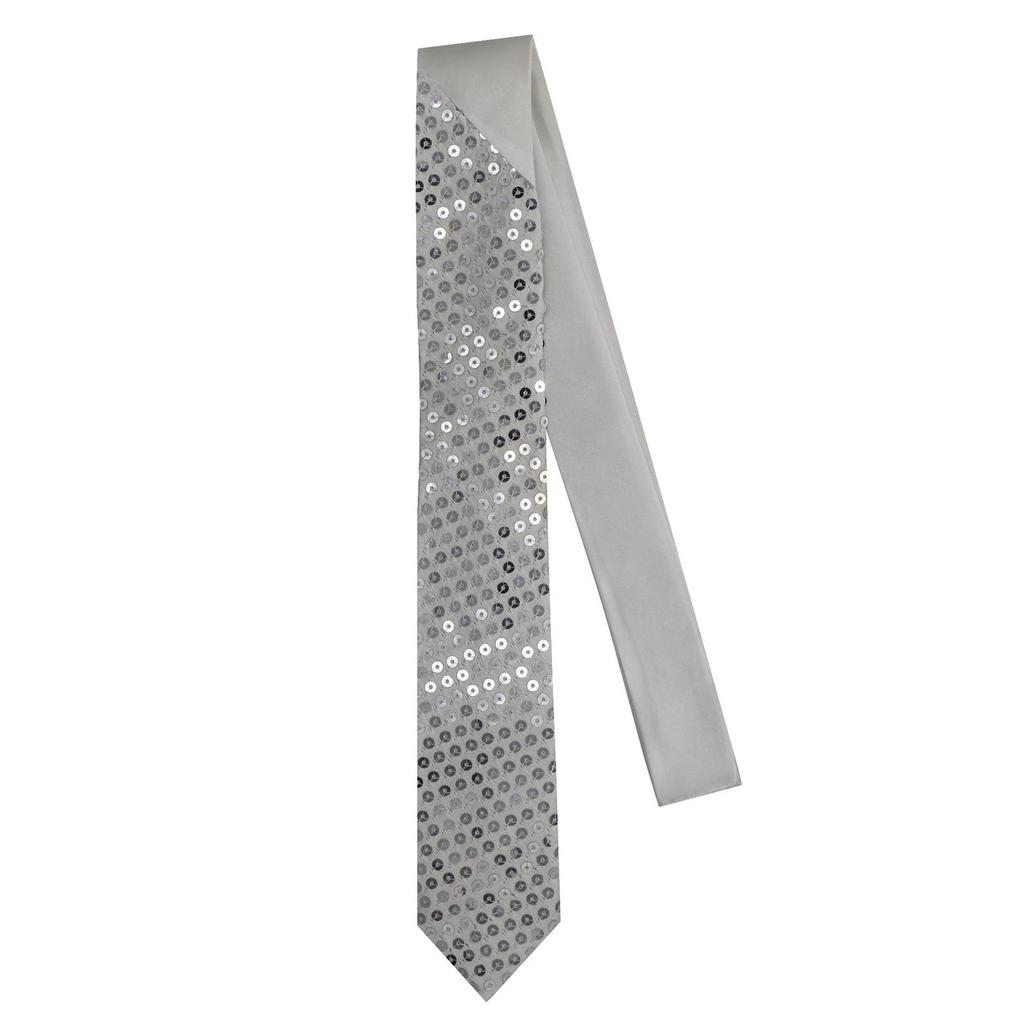 [Xiang Ru] Plain Necktie, Approx. 5cm Wide, Men's & Women's, Sequined, Sparkling, Party, Stage Performance, Stylish Gift, Magic Trick, Silver