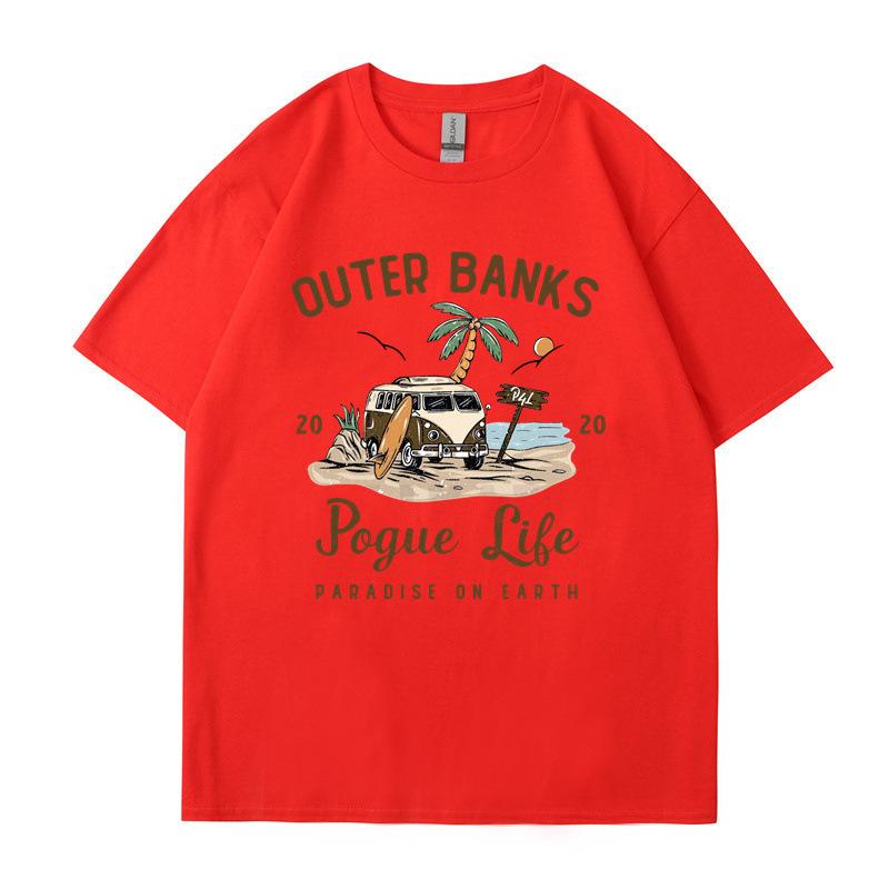 Fashion Printing Shirt Outer Banks T Shirt Pogue Life John B Paradise On Earth North Carolina Pouge Graphic Cotton Tops