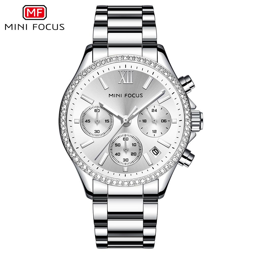 

MINI FOCUS Women s Light Luxury Multifunction Quartz Watch with Luminous Steel Band 0617L