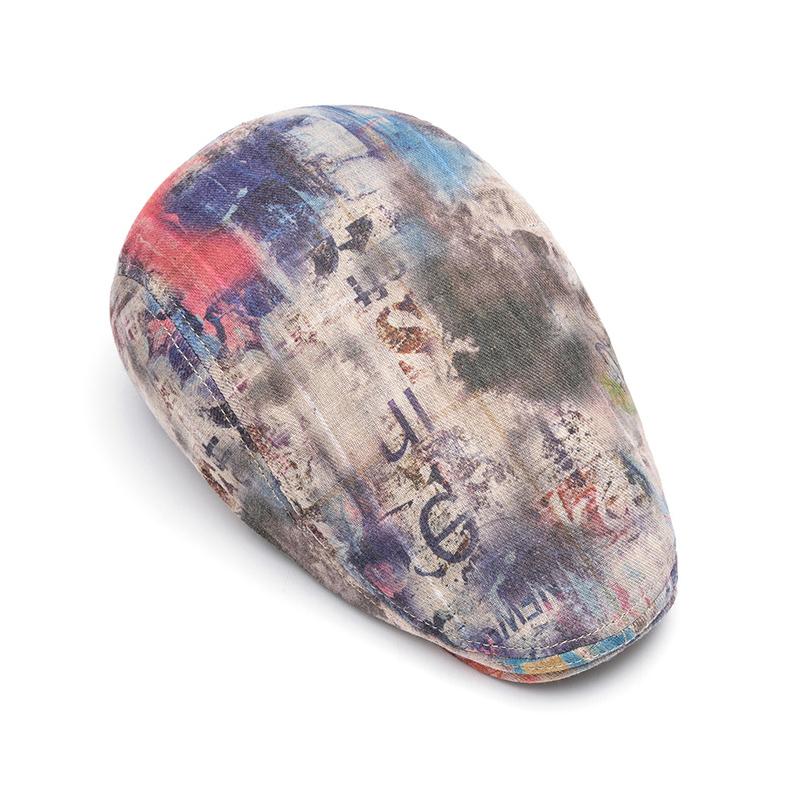 Tie-Dye Beret Women's Spring Summer Thin Cap Graffiti Forward Cap Men Newsboy Hat