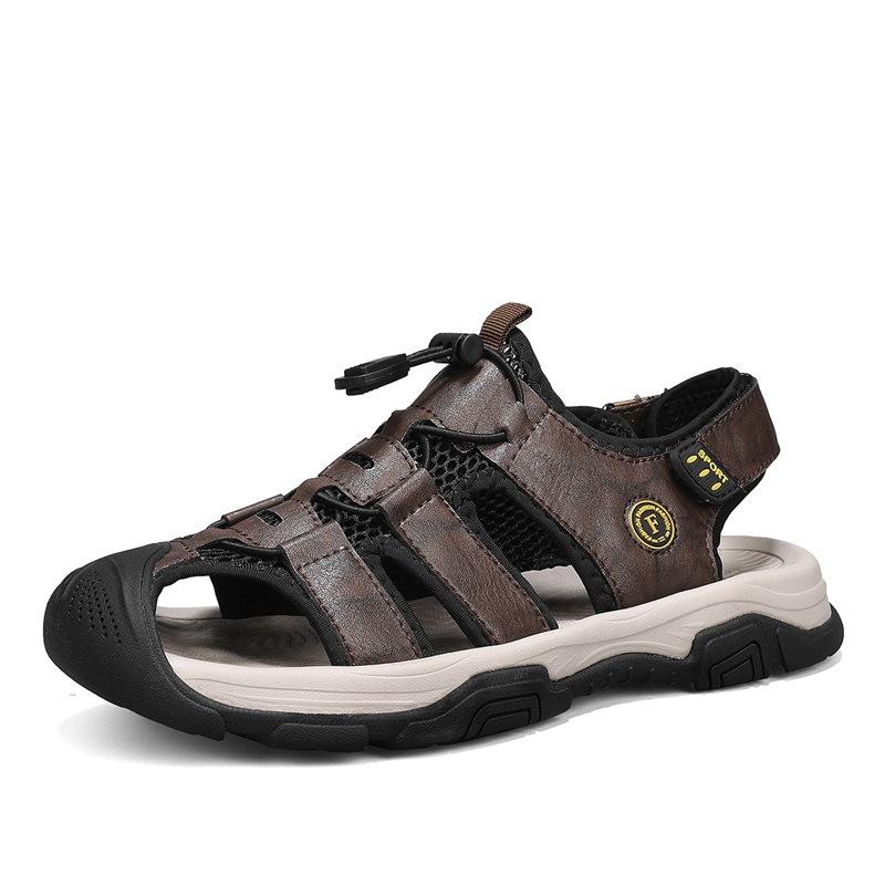 

2025 summer new large size sandals men s leather outer wear bag head sandals men s outdoor sports and leisure beach shoes 46