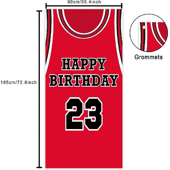Happy Birthday 23 Banner Backdrop Background Red Basketball Star Player Sports Theme Decor for Man Boy 1st Birthday Party Baby Shower Photo Booth