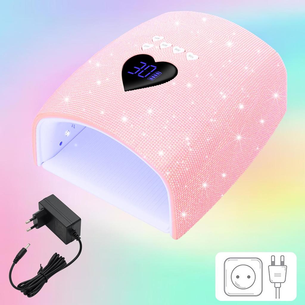 220W Rhinestone Dual Light Nail Lamp: Portable, Quick-Dry, Gel-Curing with No Blackening