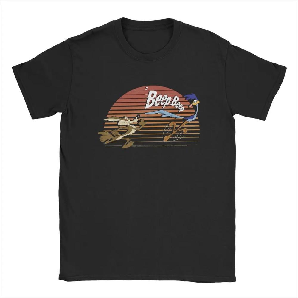 

Road Looney T Shirt Tunes Runner Men Pure Cotton Fun TShirts Round Neck Wile E. Unisex T-Shirt XL