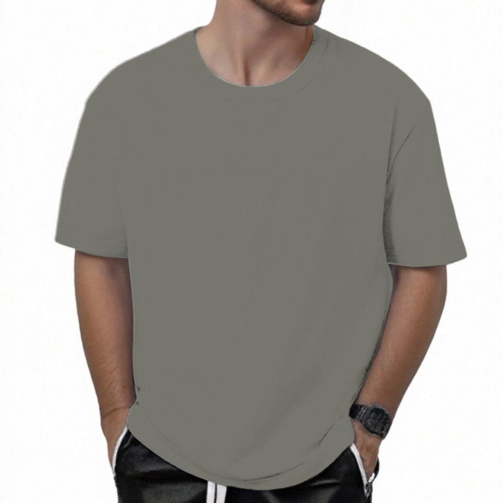 Men's 320G Cotton Short Sleeve T-shirt Men's Summer Loose Half Sleeve Solid Color Non-permeable Cotton